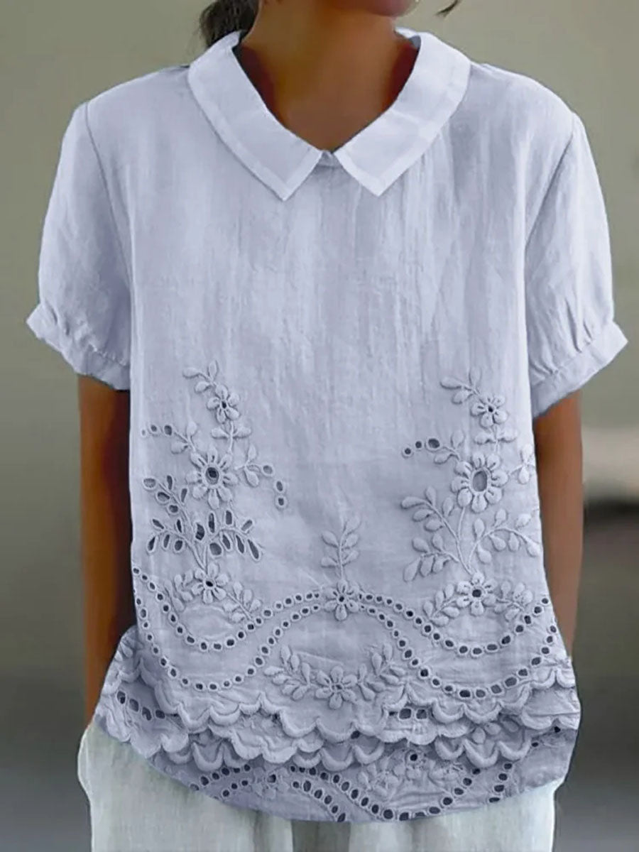 Lily | Shirt with Floral Embroidery