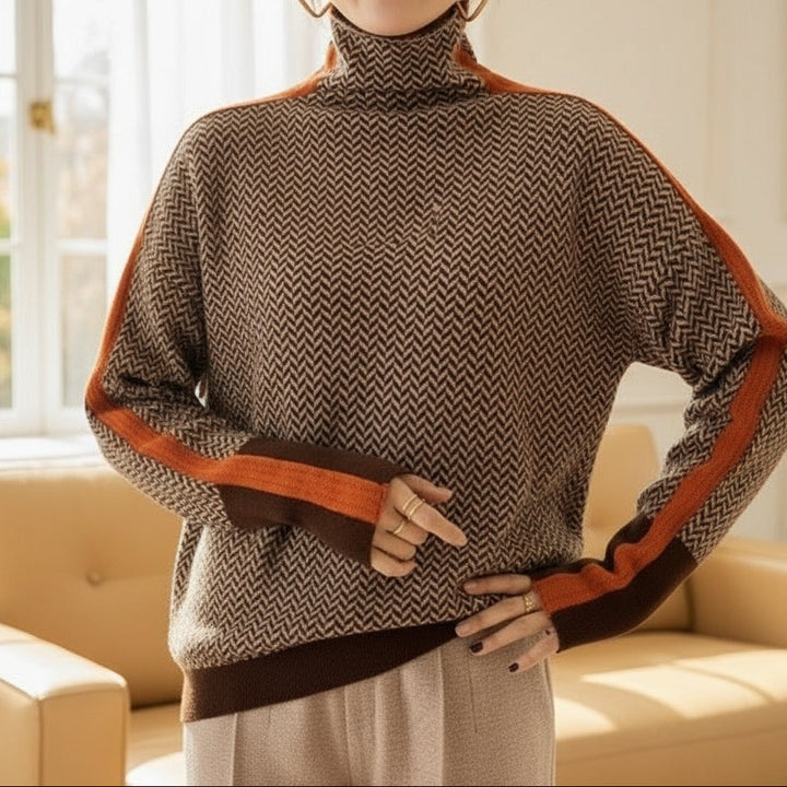 Eleanor | Herringbone Luxe Roll Neck