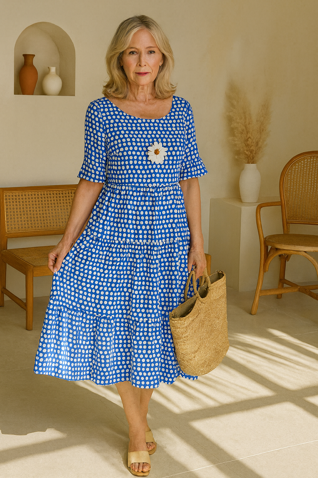 Zerelle | Midi Dress with Short Sleeves