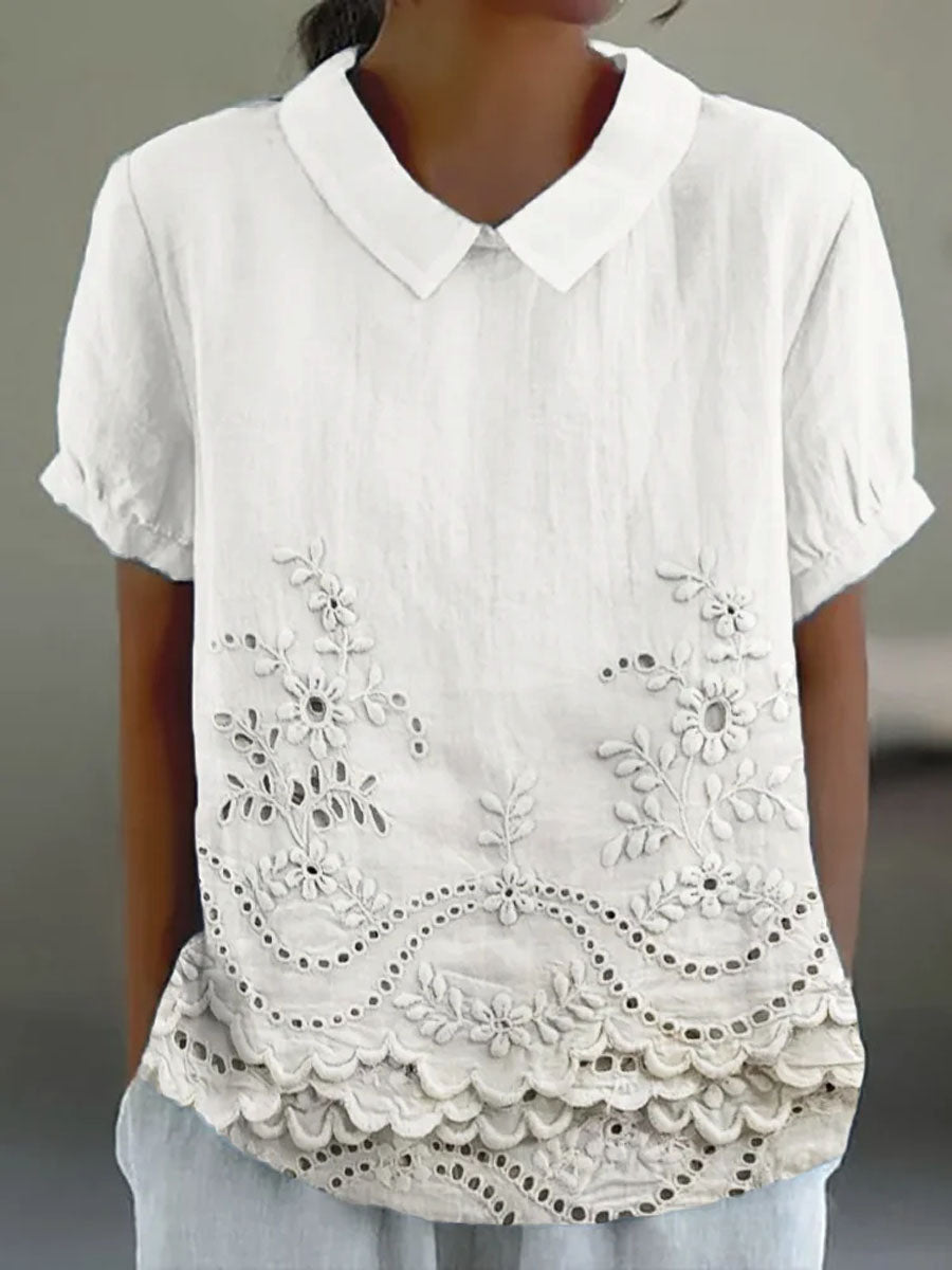 Lily | Shirt with Floral Embroidery
