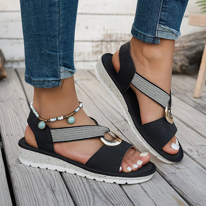 Marlenia | Flat Sandals with Metal Buckle