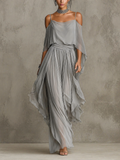 Isabela | Grey Strap Top & Flowing Trouser Set