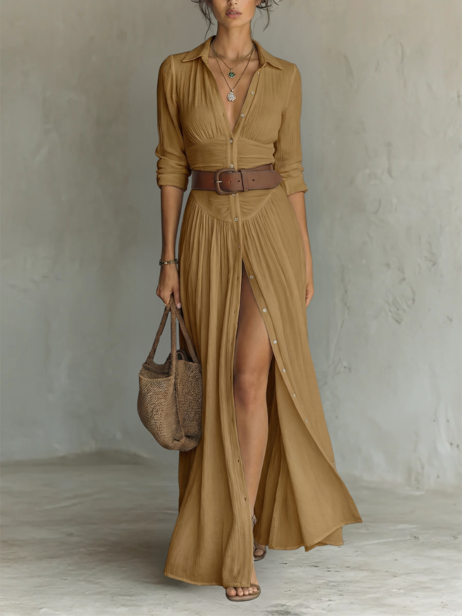 Suzanne | Maxi Dress with Notched Collar