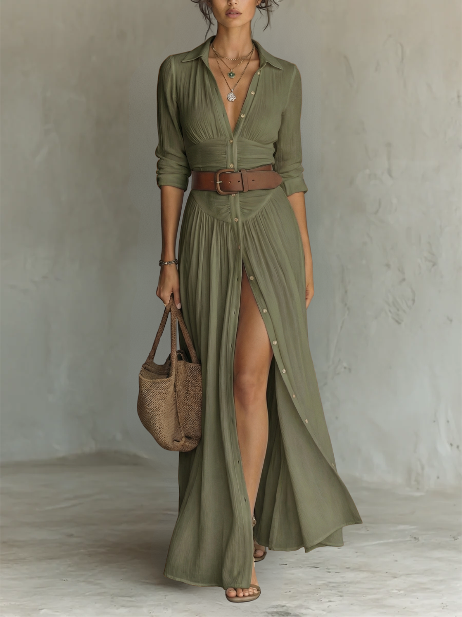 Suzanne | Maxi Dress with Notched Collar