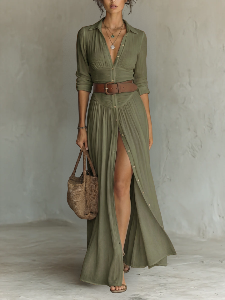 Suzanne | Maxi Dress with Notched Collar
