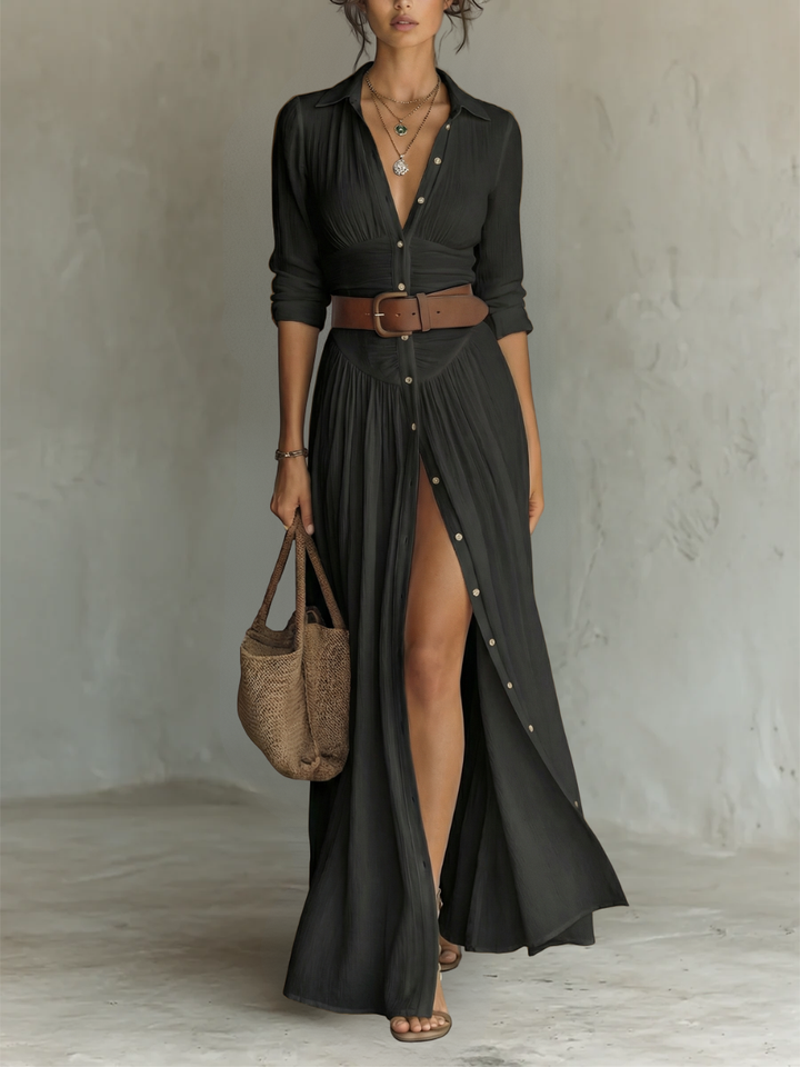 Suzanne | Maxi Dress with Notched Collar