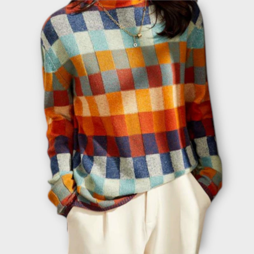 Erika | Patchwork Roll Neck Jumper