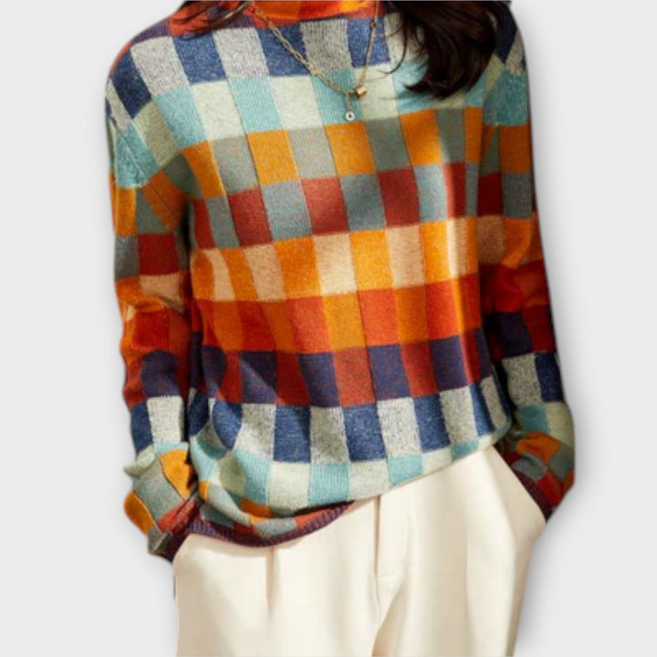 Erika | Patchwork Roll Neck Jumper