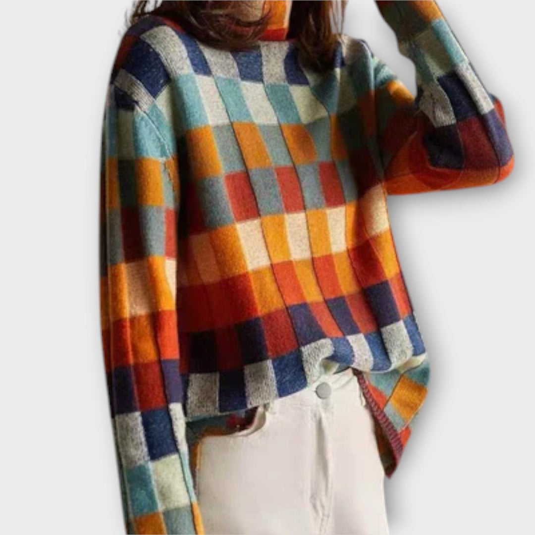 Erika | Patchwork Roll Neck Jumper