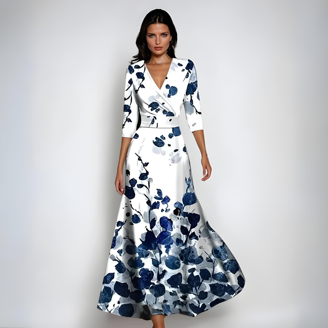Hailey | Elegant Wrap Maxi Dress with Floral Print