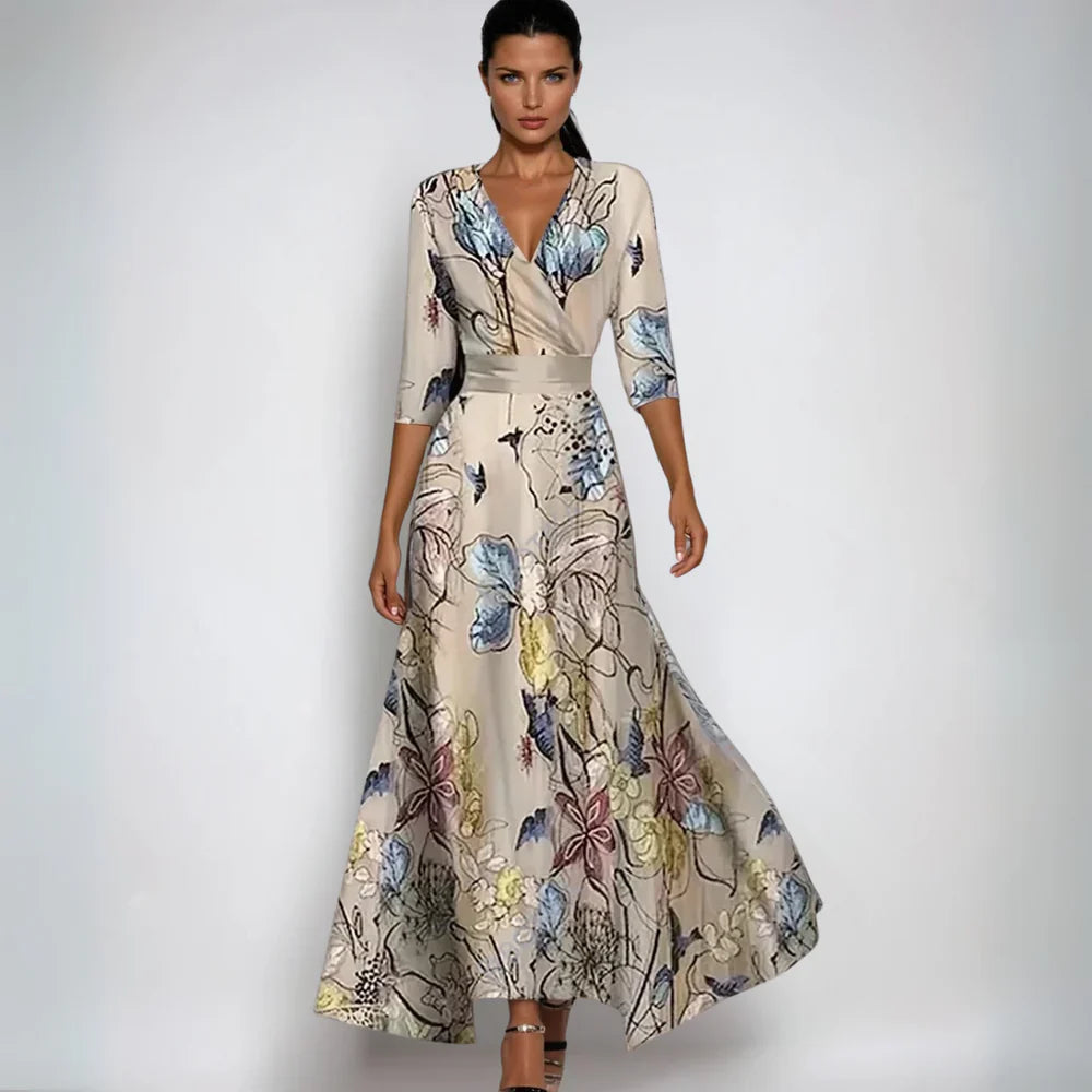Hailey | Elegant Wrap Maxi Dress with Floral Print