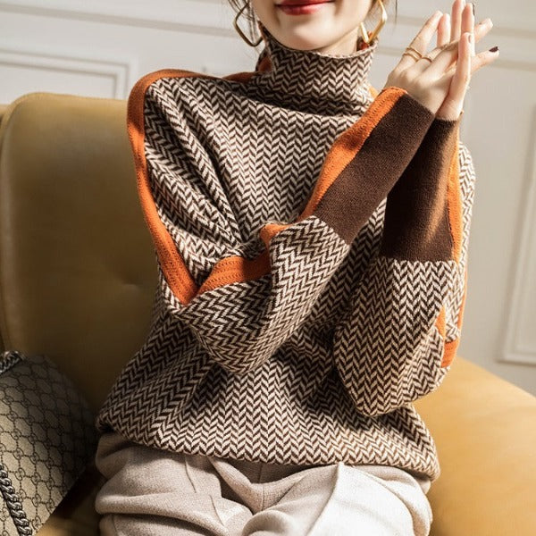 Eleanor | Herringbone Luxe Roll Neck