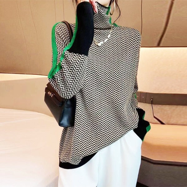 Eleanor | Herringbone Luxe Roll Neck