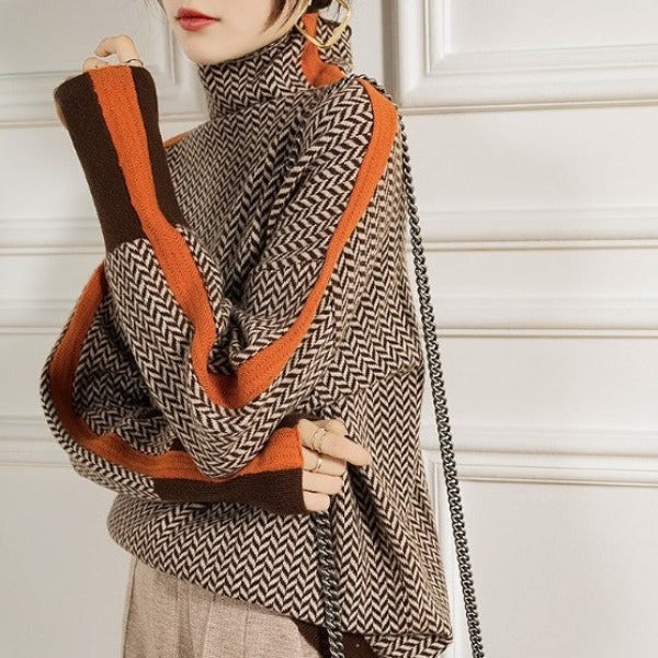 Eleanor | Herringbone Luxe Roll Neck