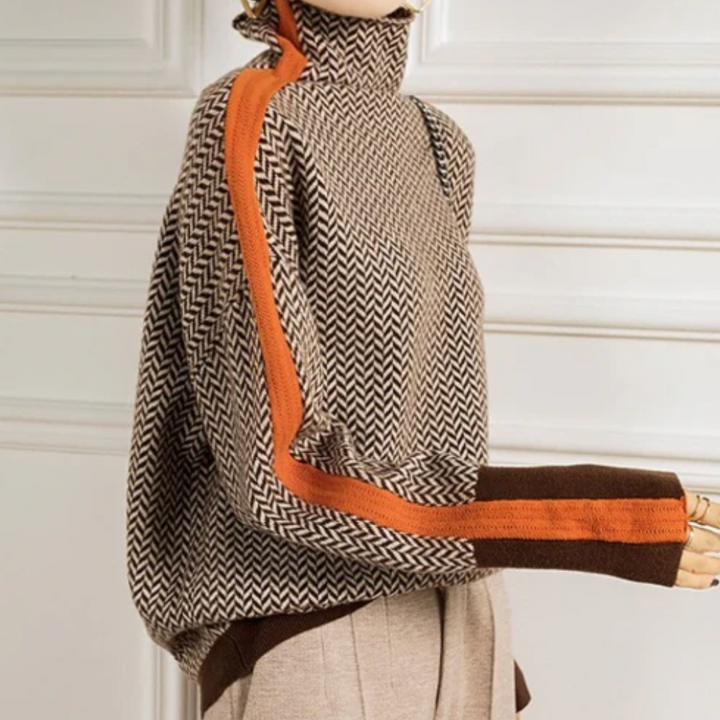 Eleanor | Herringbone Luxe Roll Neck