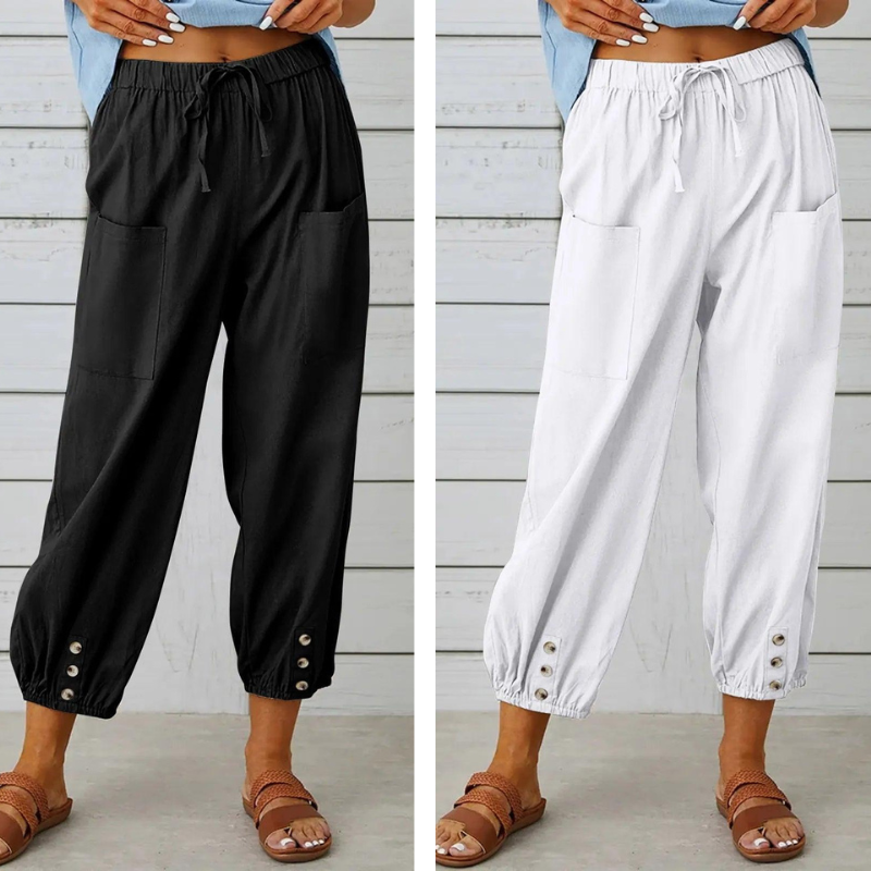 Lidia | Wide Women's Trousers Made from Cotton and Linen