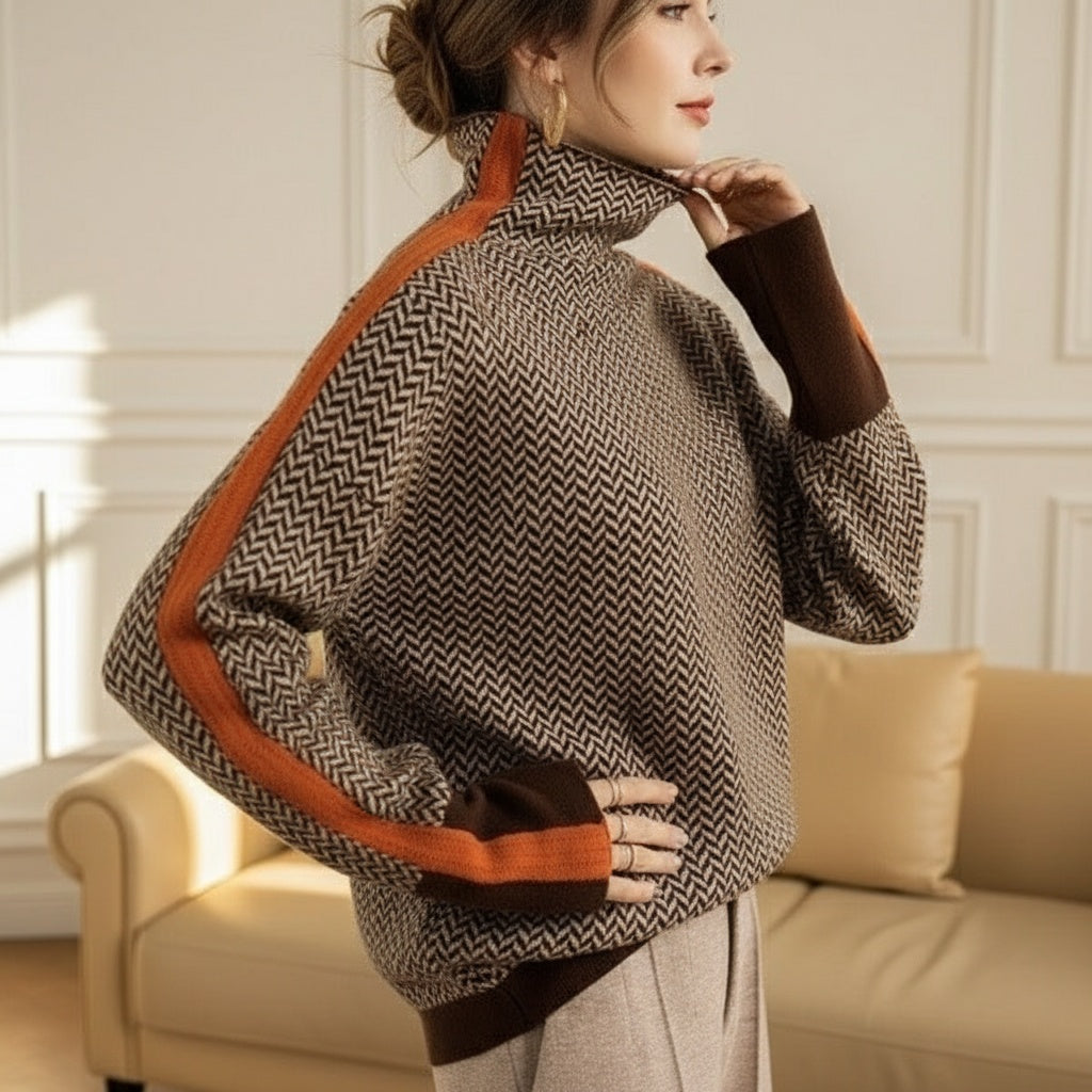 Eleanor | Herringbone Luxe Roll Neck