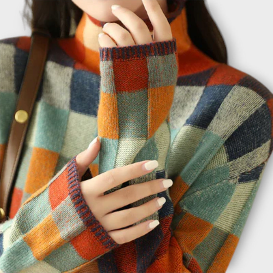Erika | Patchwork Roll Neck Jumper