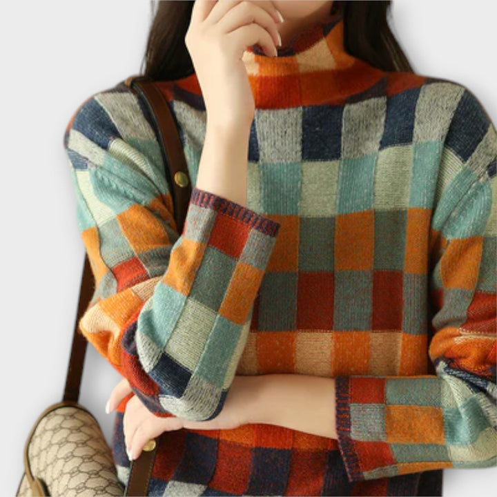 Erika | Patchwork Roll Neck Jumper