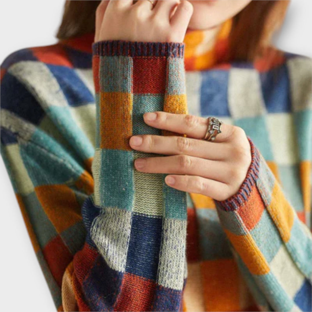 Erika | Patchwork Roll Neck Jumper