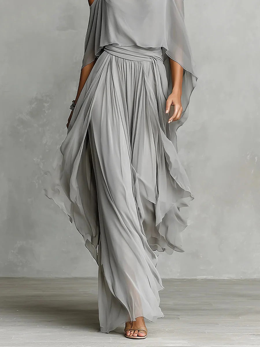 Isabela | Grey Strap Top & Flowing Trouser Set